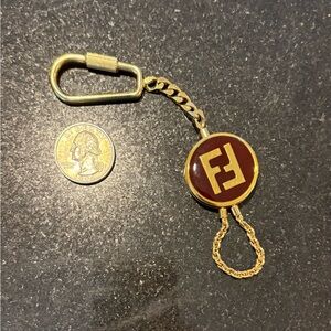 Vintage Fendi Gold and Brown Keychain